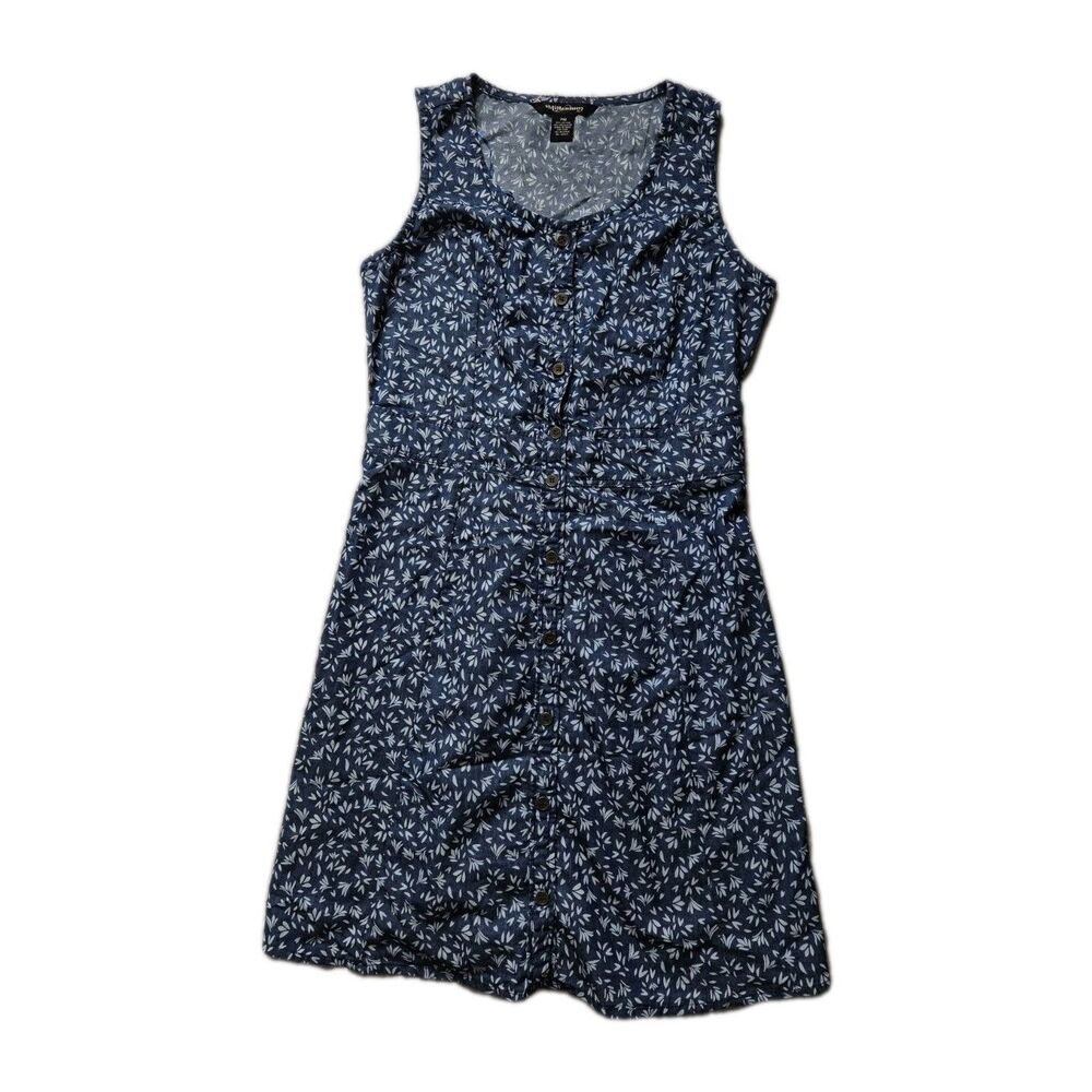 Millenium Petite Blue Floral Button Front Sleeveless Sundress PM Cottagecore EUC